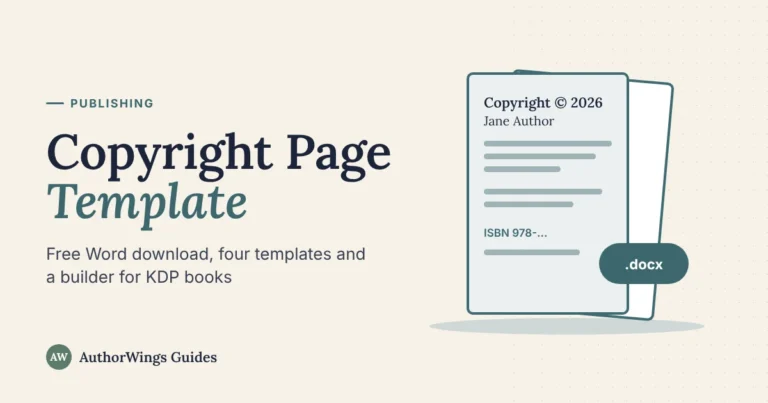 Copyright page template with a .docx file badge