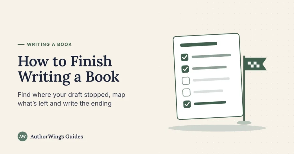 Checklist of chapters with a finish flag, for a guide on how to finish writing a book