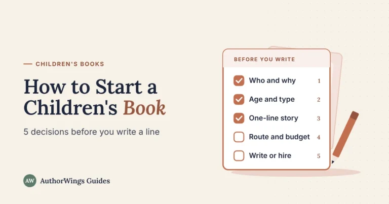 A "Before you write" checklist with five decisions, three ticked, and a pencil beside it