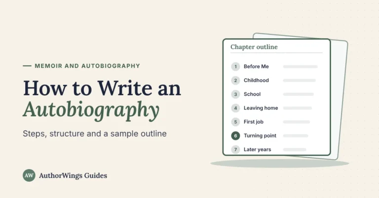 How to Write an Autobiography guide cover: a numbered chapter outline from childhood to later years