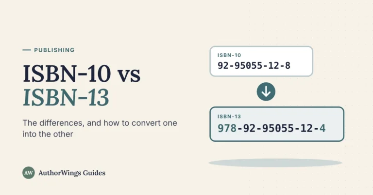 ISBN-10 92-95055-12-8 with an arrow to its ISBN-13, 978-92-95055-12-4, beside the title ISBN-10 vs ISBN-13