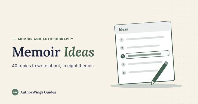 Memoir Ideas guide cover: a numbered list of ideas with one highlighted and a pencil