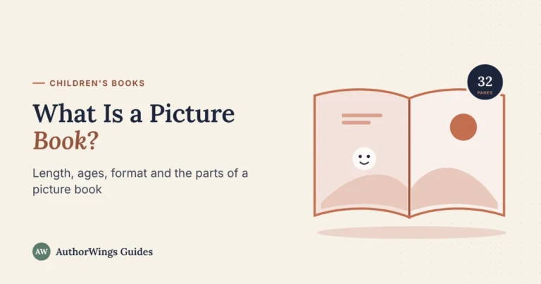 An open picture book with a full-spread illustration and a badge reading 32 pages