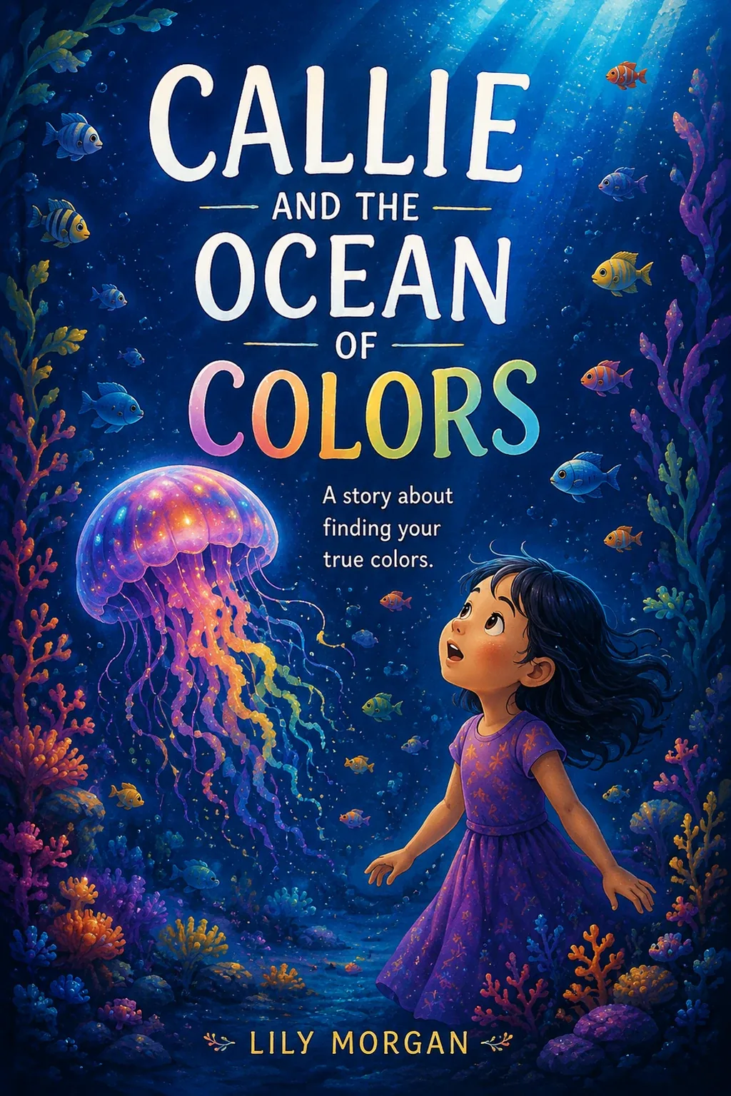 sample children’s book cover design: Callie and the Ocean of Colors