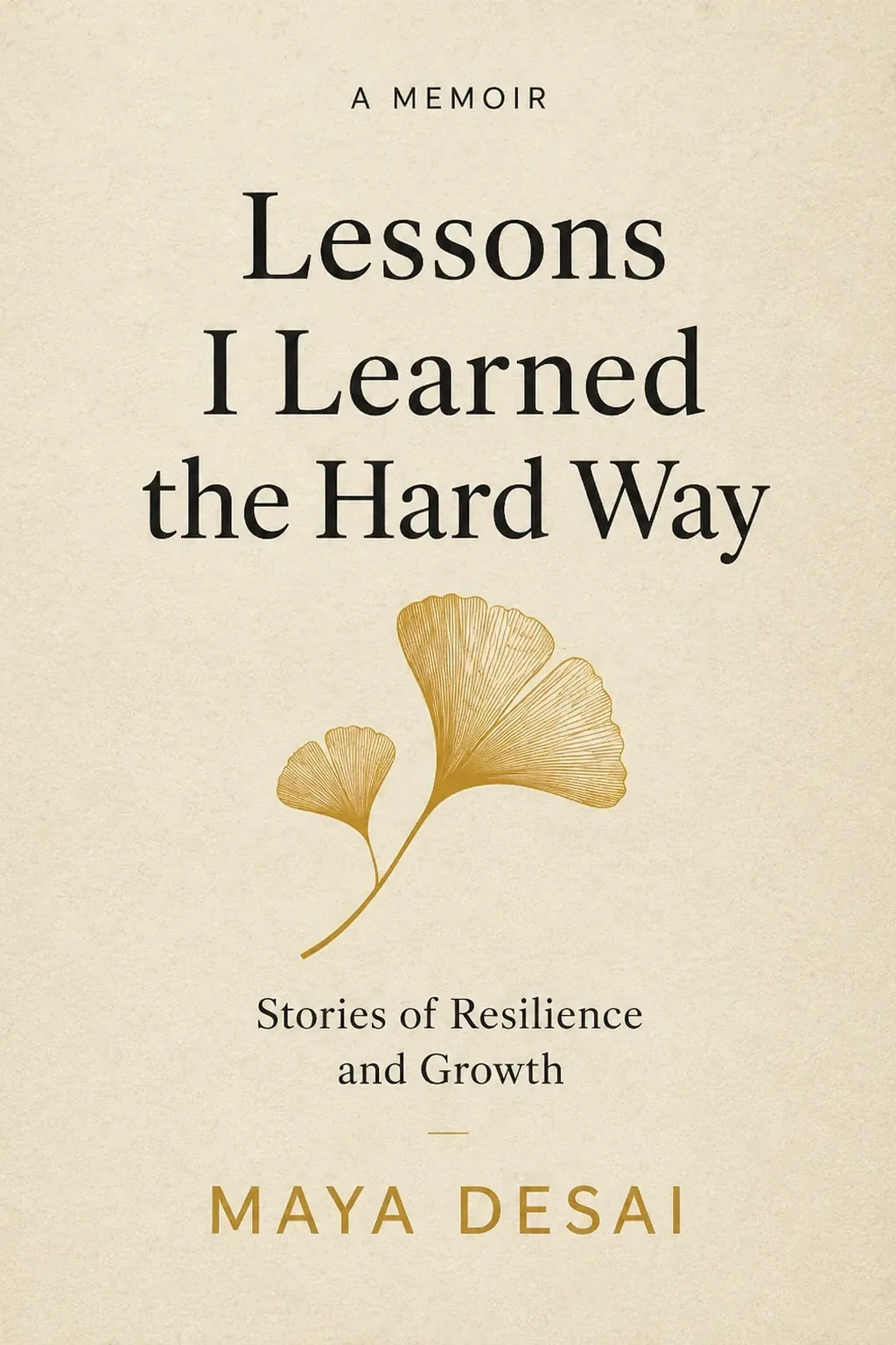 Lessons I Learned the Hard Way memoir cover: a gold ginkgo leaf on a cream background