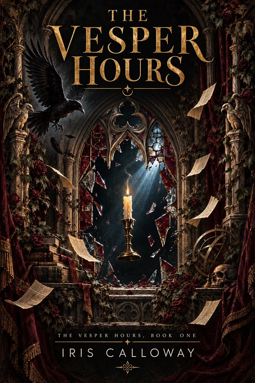 The Vesper Hours, a sample young adult book cover design from our portfolio