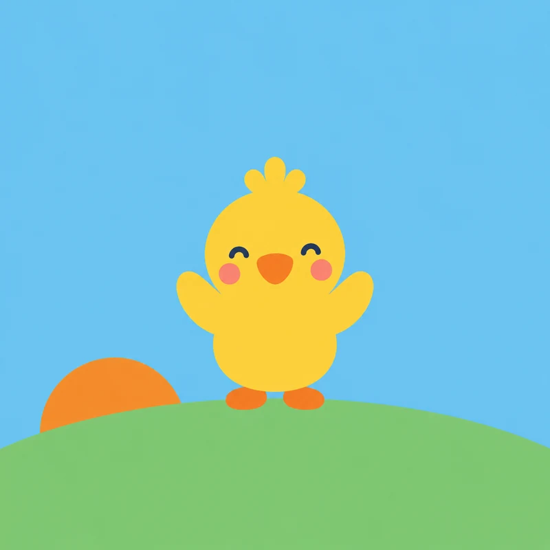 board book illustration of a yellow duckling stretching at sunrise